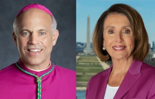 Archbishop Salvatore Cordileone of San Francisco.  House Speaker Nancy Pelosi. Dennis Callahan, Archdiocese of San Francisco / Public Domain